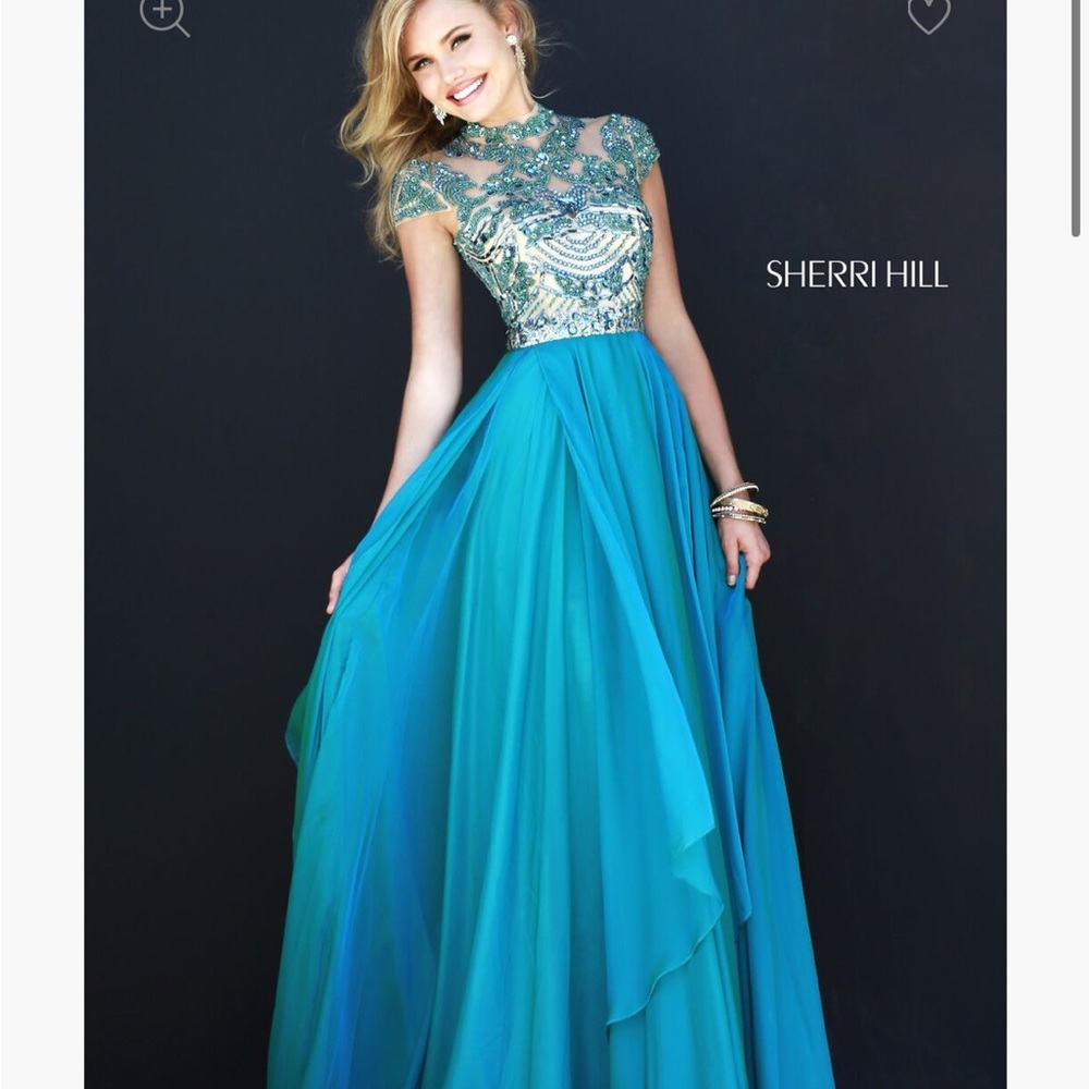 Sherri Hill Crystal Embellished High Neck Gown